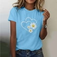 thumbnail image 2 of Women's Graphic Tee Flower Printed Short Sleeve Basic Shirts Casual Loose Fit Floral Tops Soft Comfy Clothes (M, Sky Blue 1), 2 of 5