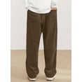 thumbnail image 6 of Mens Corduroy Casual Pants Fashion Loose Fit Wide Leg Straight Sweatpants Elastic Waist Drawstring Brown M, 6 of 10