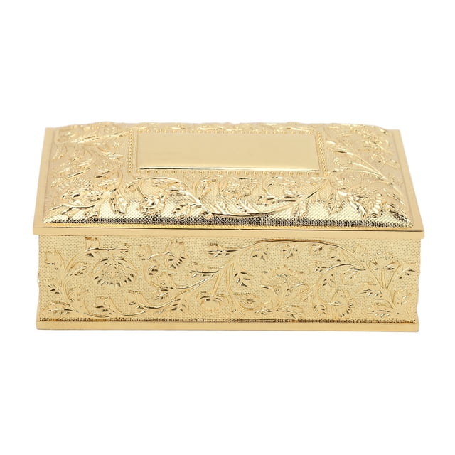 Caja de joyería Vintage tallada elegante, caja de almacenamiento de baratijas con forro de terciopelo suave de aleación de Zinc que no destiñe para estante de tocador