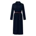 thumbnail image 4 of outfmvch long sleeve dress for women wrap dress for women button long shirt dress long sleeve lapel long dress long dresses for women navy m, 4 of 8