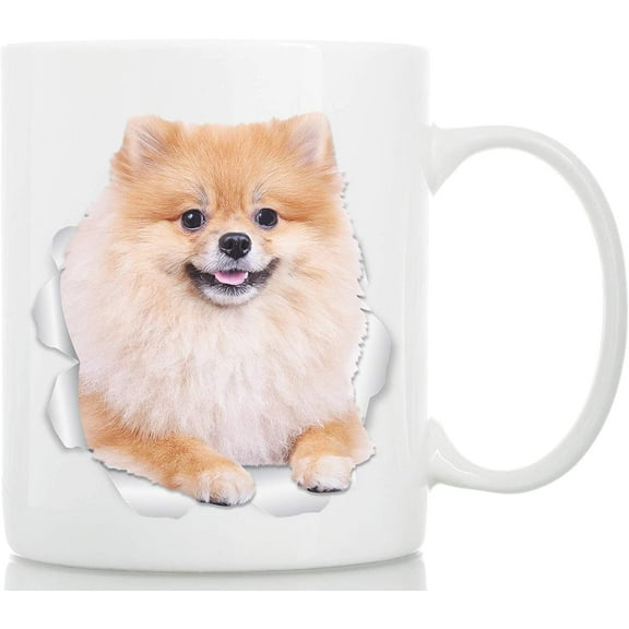 Puffy Pomeranian Coffee Mug - German Spitz Ceramic Mug - Cute PomPom Cup for Pomeranian Mom and Dad (11oz)