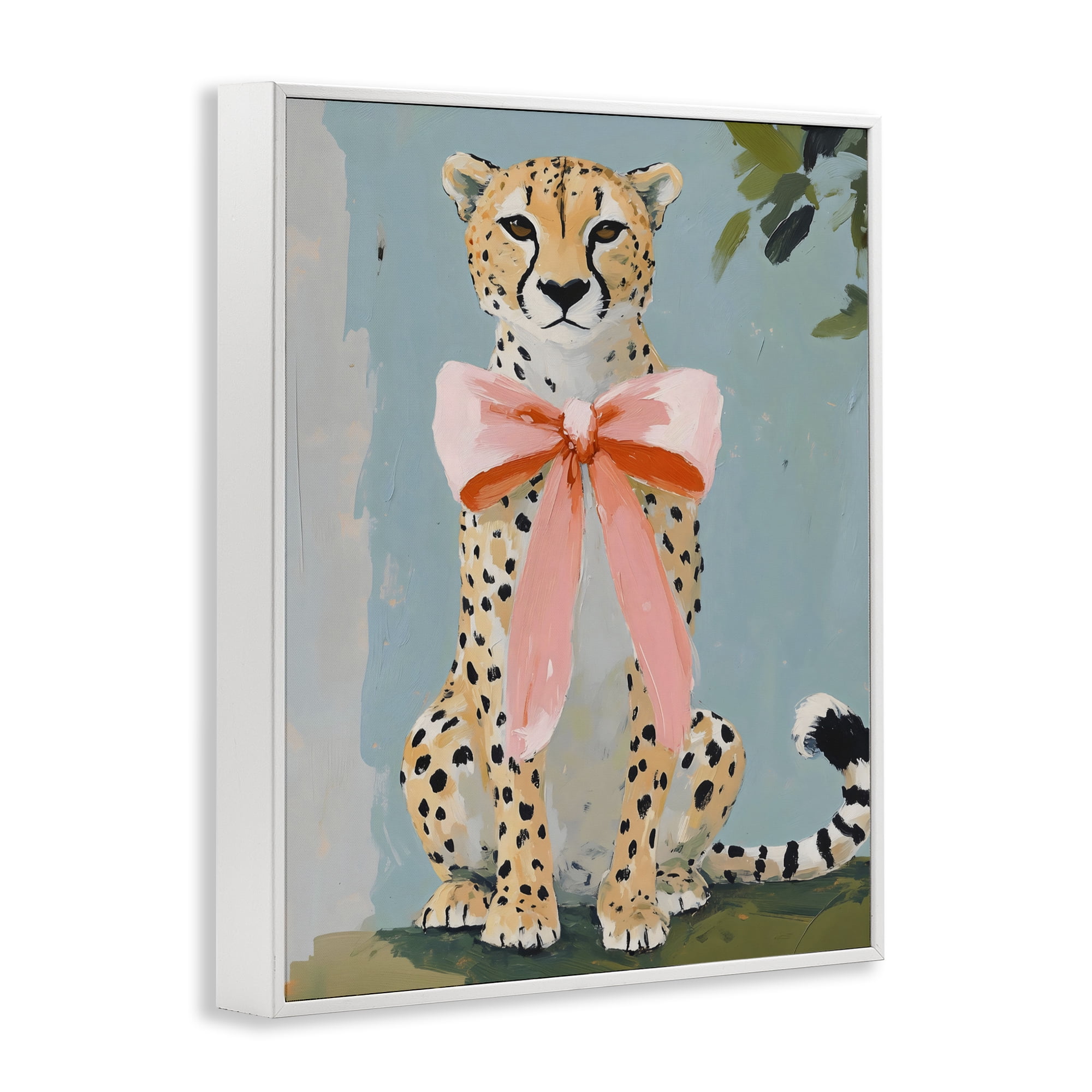 Stupell Industries Cheetah with Big Pink Bow White Framed Giclee Art, design by The Prints Vibe