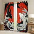 thumbnail image 2 of Japanese Ukiyoe Koi Fish 30%-50% Blackout Curtains 42"Wx63"L,Ocean Surfing Curtains & Drapes Gossip Koi Fish Cherry Blossom Window Curtains Exotic Koi Animal Sakura Floral Room Decor 2 Panels, 2 of 6