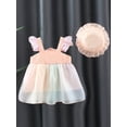 thumbnail image 3 of xiaxaixu Baby Girl Dress Set, Fly Sleeve Embroidery Shell Tulle Patchwork A-line Dress with Hat, 3 of 9