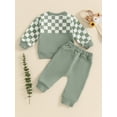 thumbnail image 6 of Hirigin Baby Boy 2Pcs Fall Winter Clothes 6 12 18 Months 2T 3T 4T Toddler Checkered Outfit Long Sleeve Pocket Sweatshirt Top Solid Jogger Pants Set, 6 of 8