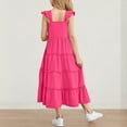 thumbnail image 3 of Girls Dress Boho Flutter Sleeve Tiered A Line Summer Dresses Kids Square Neck Flowy Sundress 3-13 Years, 3 of 5