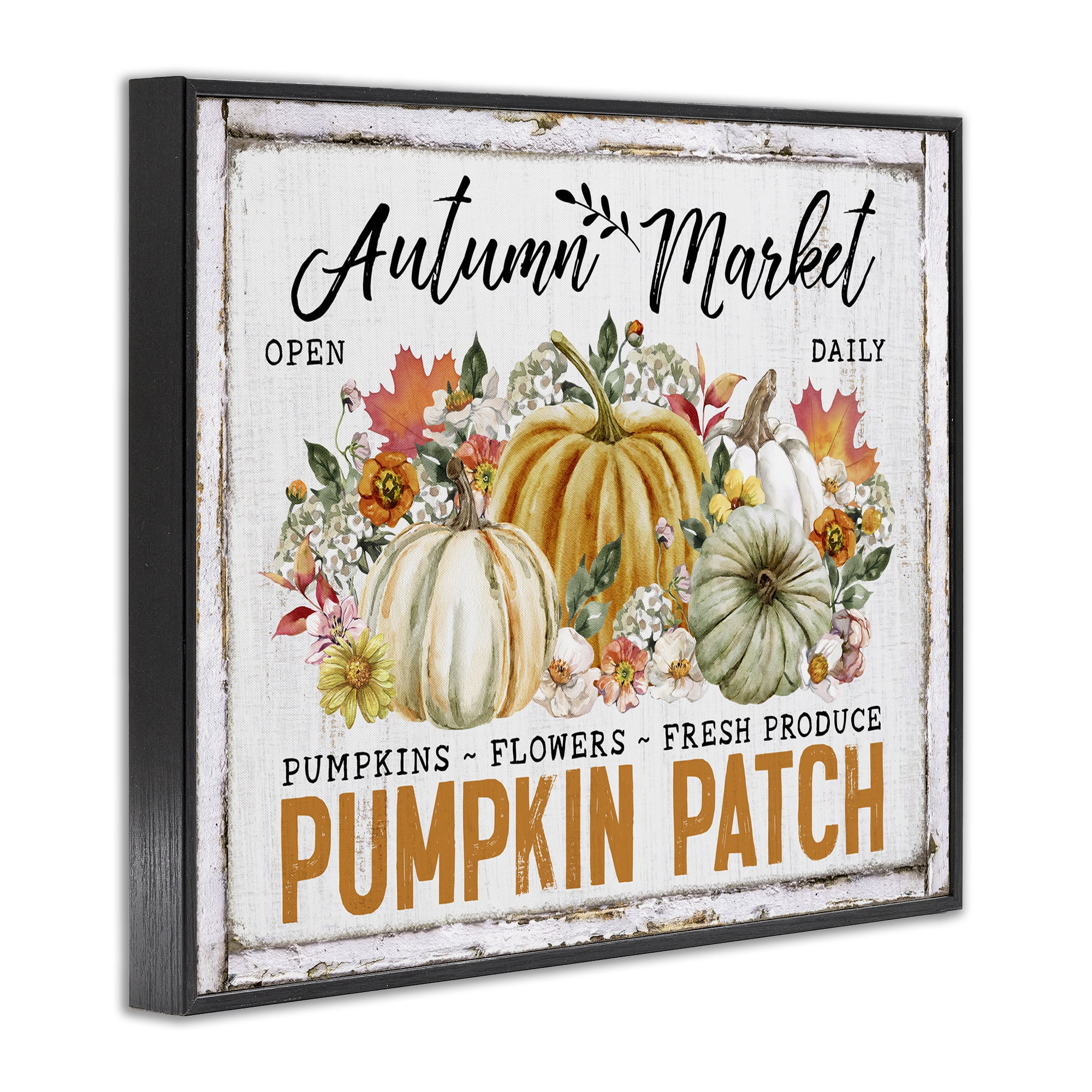 Stupell Industries Rustic Autumn Market Holiday Painting Black Framed Art Prints Wall Art, 20 x 16