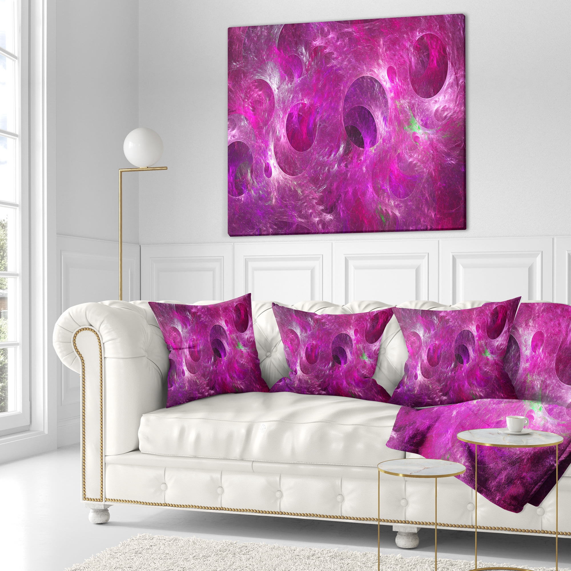 Designart Dark Pink Fractal Glass Texture - Abstract Throw Pillow - 18x18