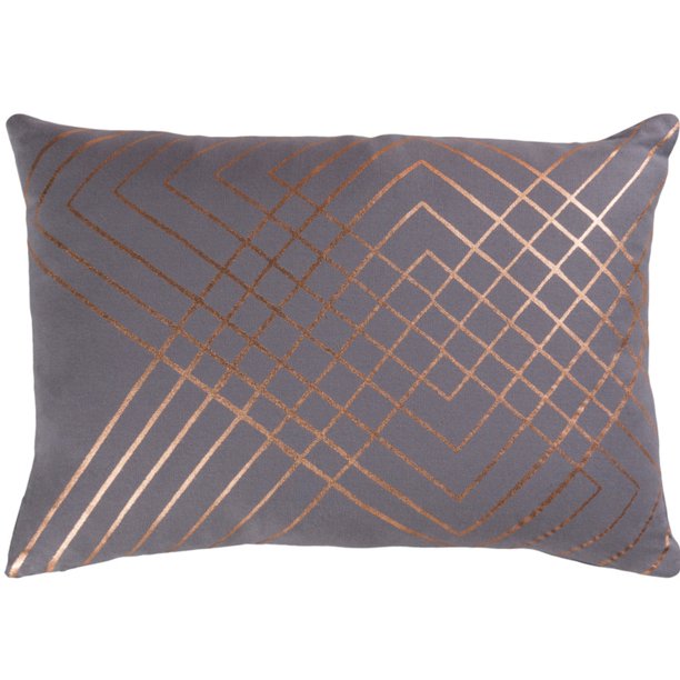 19" Gray and Copper Colored Rectangular Throw Pillow Cover Walmart