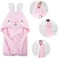 thumbnail image 2 of ROMASA  Toddler Hooded Bath Towel Ultra Soft Towel Highly Absorbent Bathrobe Blanket Baby Shower Gifts for Boys Girls- 27.5" x 55"(Pink-Rabbit), 2 of 8