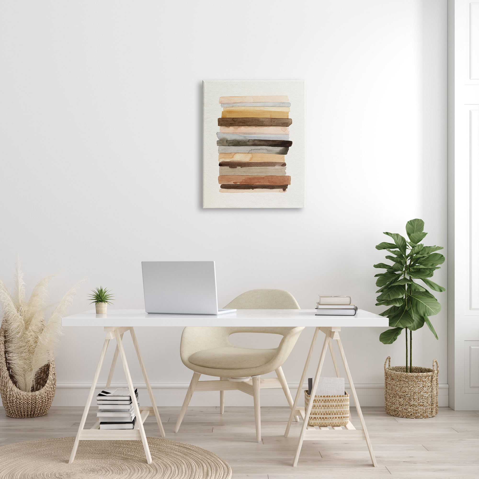 Stupell Industries Modern Color Abstraction Layered Earth Tone Shapes Abstract Painting Gallery Wrapped Canvas Print Wall Art, 24 x 30