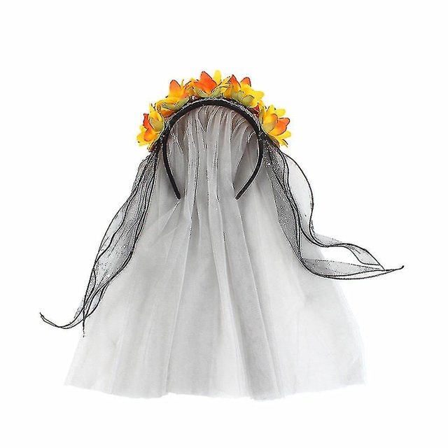 Diadema ajustable de malla de araña, tocado de Halloween, accesorios de fiesta de flores rosas