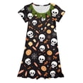 thumbnail image 4 of Curuila Toddler Child Girls Halloween Dress Flutter Sleeve Hallowmas Skull Print Crew Neck For Party Comfort Dresses Size 3-4 Years, 4 of 4