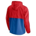 thumbnail image 3 of Men's Fanatics Royal/Red LA Clippers Anorak Block Party Windbreaker Half-Zip Hoodie Jacket, 3 of 3