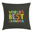 thumbnail image 1 of Grandma Throw Pillow Cushion Cover, Best Grandmother Quote with Colorful Letters Doodle Stars on Greyscale Background, Decorative Square Accent Pillow Case, 20 X 20 Inches, Multicolor, by Ambesonne, 1 of 2