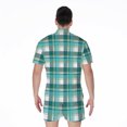 thumbnail image 2 of Teal Madras Pattern Short Sleeve Men'S Rompers Casual Summer Jumpsuits Outfit, 2 of 4