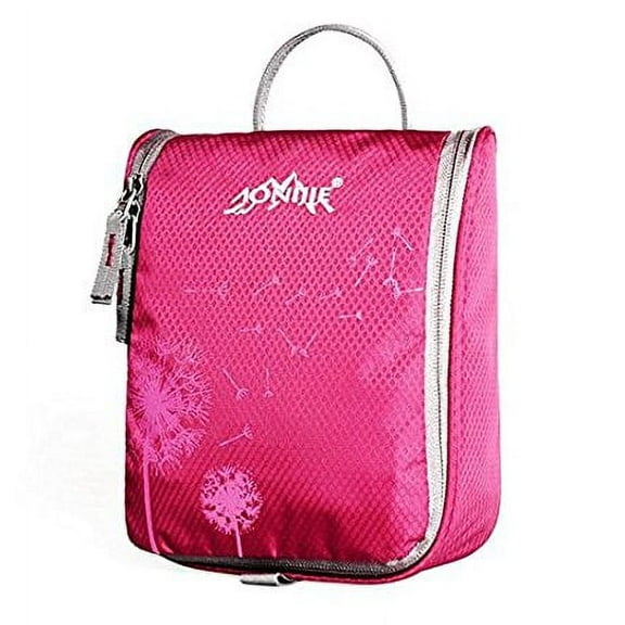 Travel Toiletry Bag Portable Cosmetic Bag Hanging Wash Bag with Zipper Handle, Rose Pink