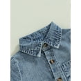 thumbnail image 6 of Infant Boys Girls Denim Romper Solid Color Short Sleeve Turn-Down Collar Baby Jumpsuits Summer Buttons Casual Bodysuits, 6 of 10