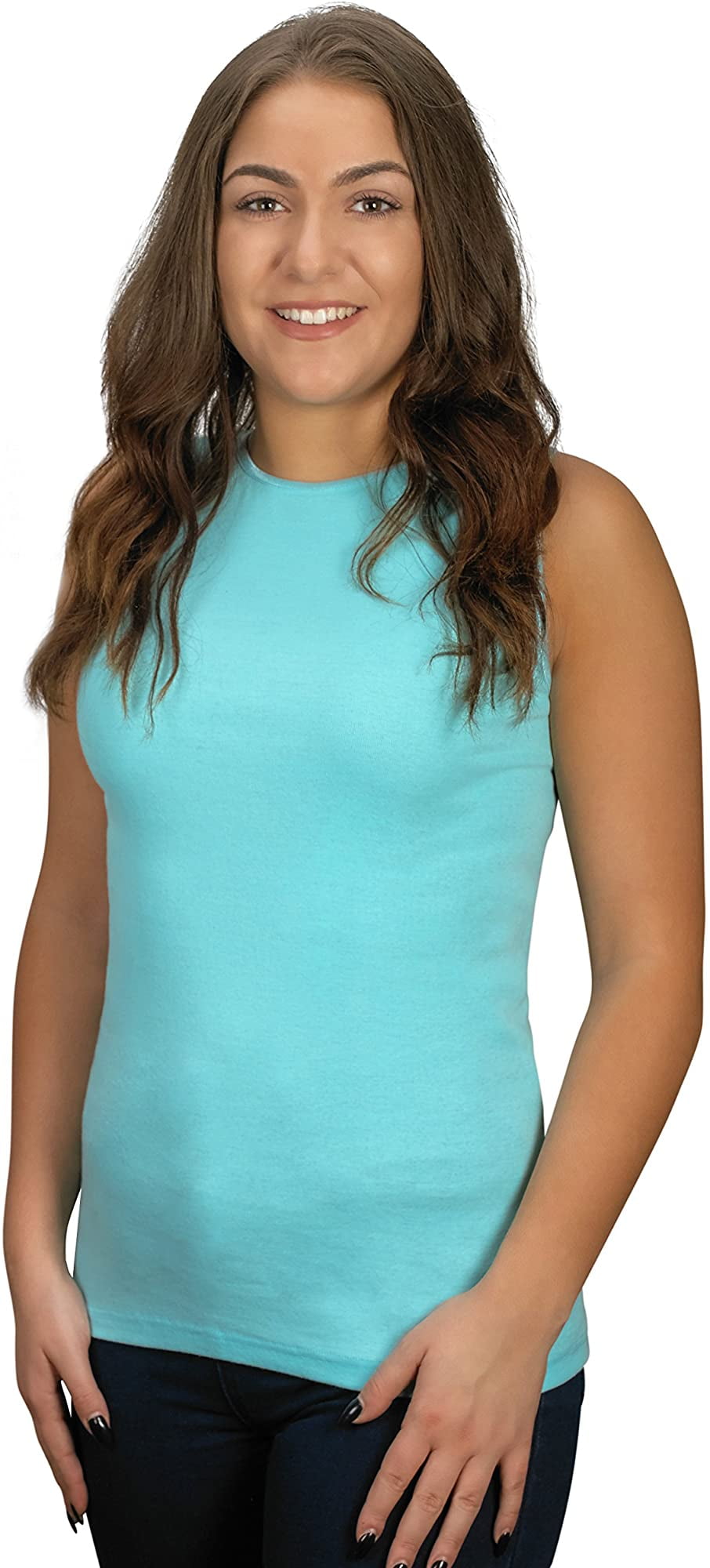 Rosette Womens Sleeveless Undershirt Cotton High Neck, Full shoulder