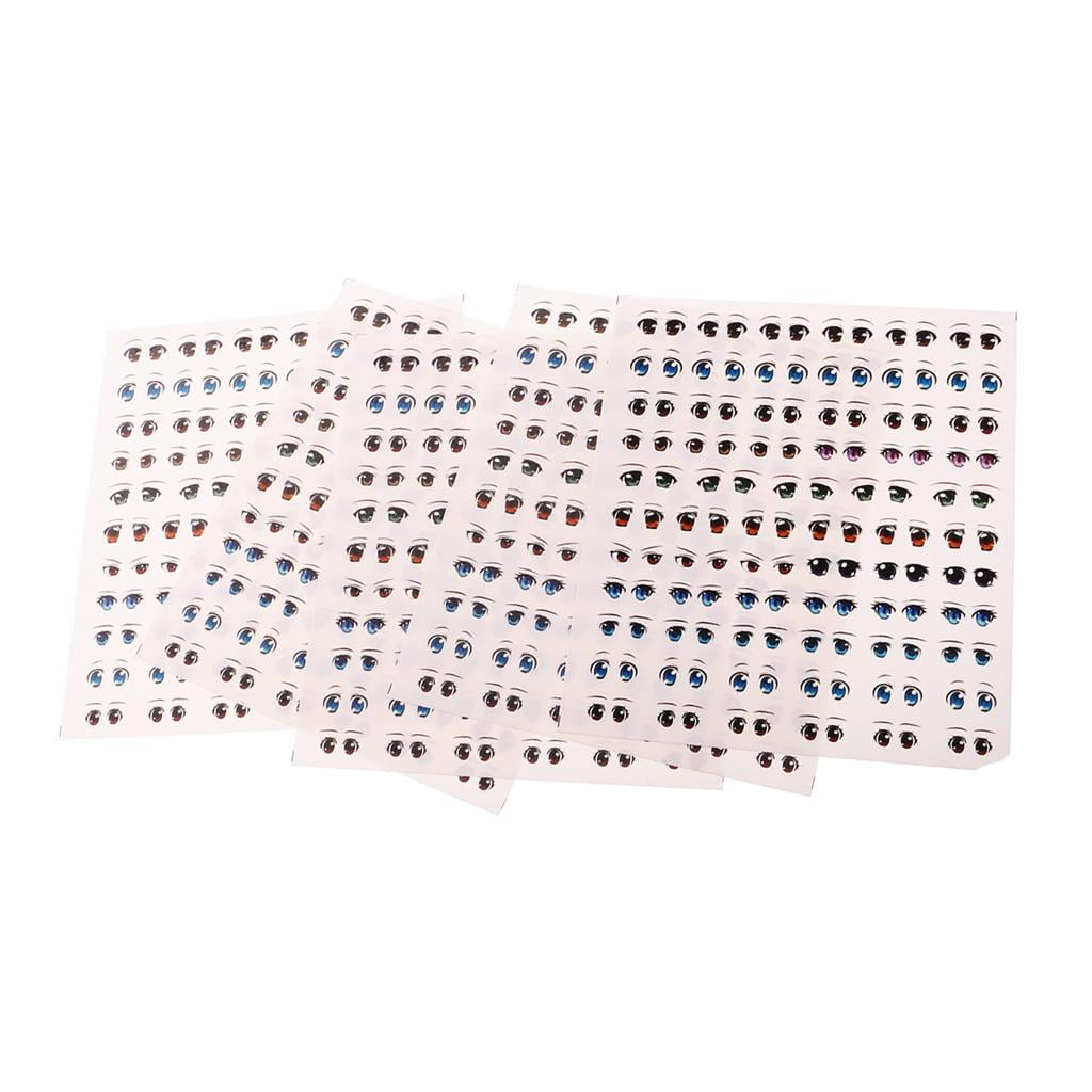 Milageto 5x 5 Sets Cartoon Eyes Stickers Origami Scrapbooking for Doll Clay Craft Making