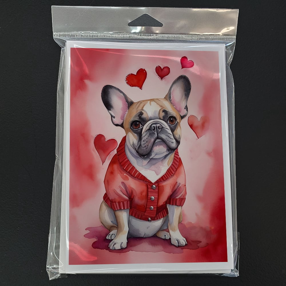 French Bulldog My Valentine Greeting Cards Pack of 8 7 in x 5 in