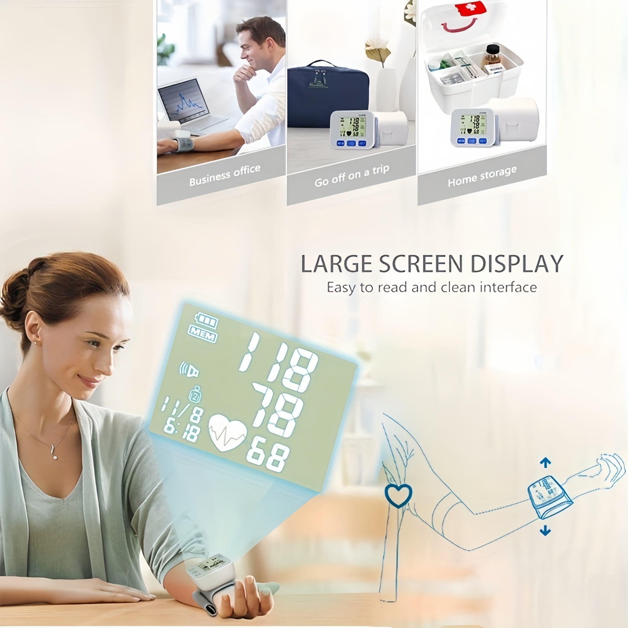 Wrist Blood Pressure Monitor with Voice Prompts—A Portable Digital Blood Pressure Monitor Ideal for Home, Travel, and the Office