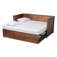 thumbnail image 4 of Baxton Studio Thomas Lit de Jour Extensible en Bois Fini Noyer Brun Classique et Traditionnel Taille Twin à King avec Tiroirs de Rangement, 4 of 5