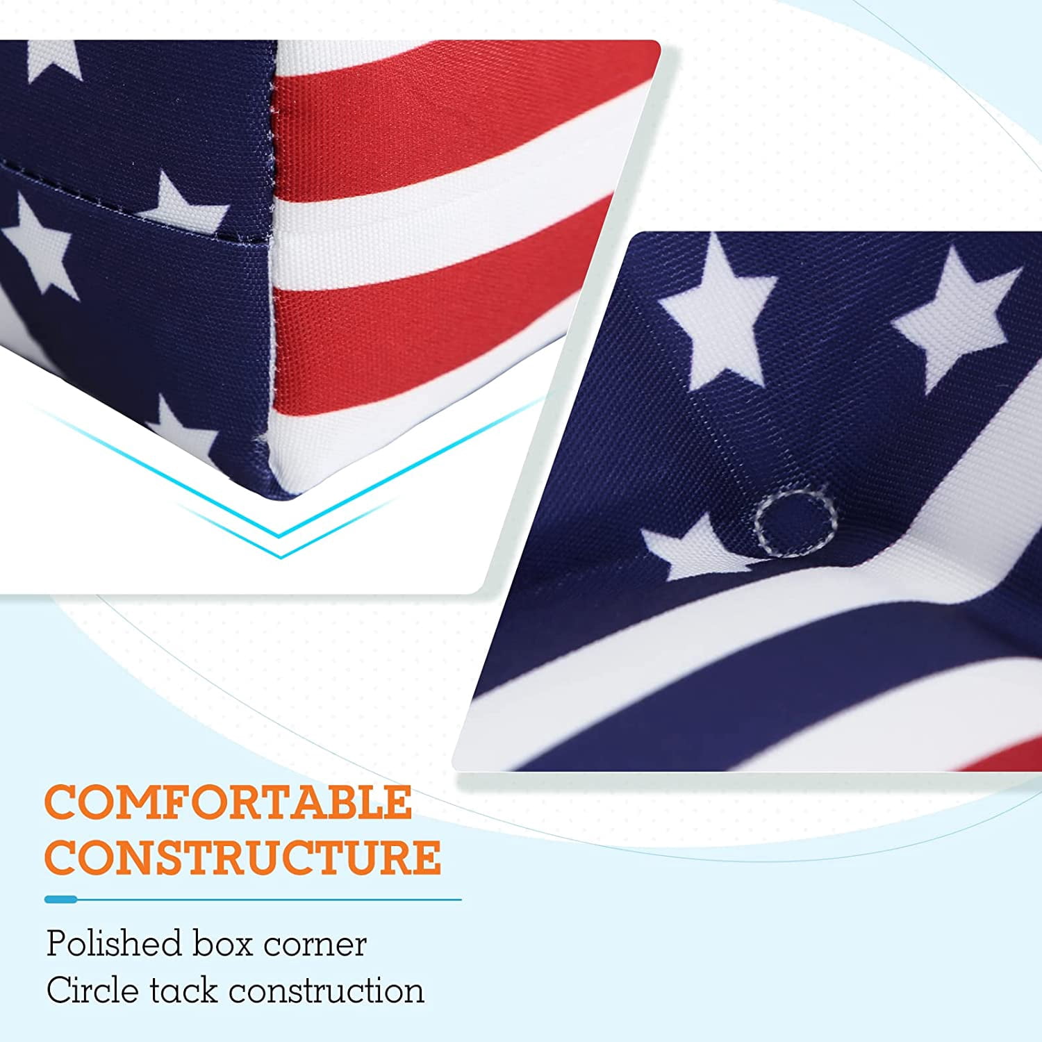 EAGLE PEAK Tufted Outdoor/Indoor High Back Patio Chair Cushion, Set of 2, 46 x 22 in, American Flag
