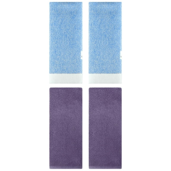 Unique Bargains 4 Pcs Soft Hand Towel Set Dark Purple/Blue 13" x 30"/13" x 29"