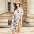 thumbnail image 3 of Beach Vacation Clothes Kimono Cardigan Loose Swimsuit Cover Up for Women Pearl Shell Mermaid Plant M, 3 of 6