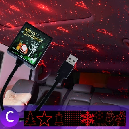 

USB Star Night Light Show USB Christmas Theme Projector Light with Sound Control Portable Romantic for Bedroom and Car