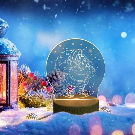 

KKCXFJX Creative 3D Night Light Christmas Eve Christmas Gift Birthday Gift Giveaway Small Gift Atmosphere Light