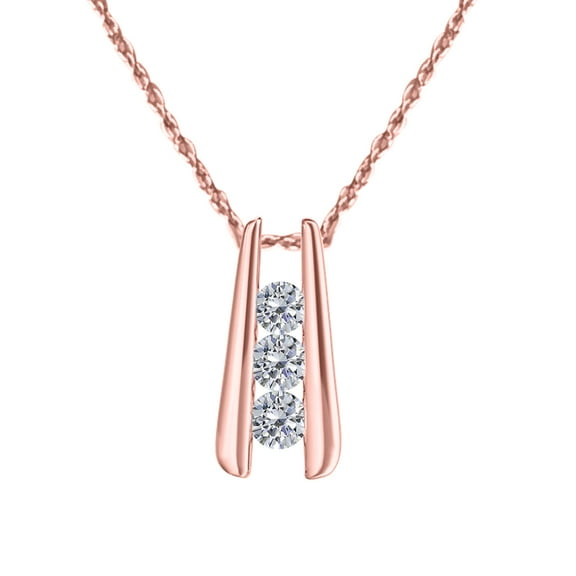 1 Carat Diamonds On 14K Rose Gold Pendant with 925 Sterling Silver Box Chain Necklace