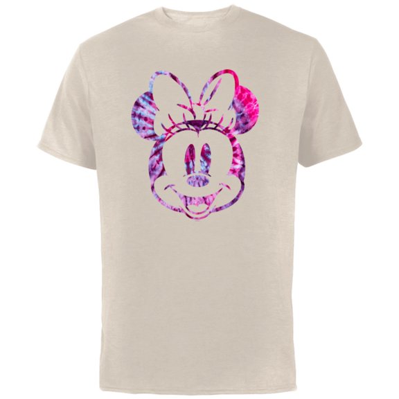 Disney Minnie Mouse Pink Tie Dye - Short Sleeve Cotton T-Shirt for Adults - Customized-Natural