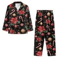 thumbnail image 5 of Garronmavis Christmas Poinsettia 2-Piece Pajama Set for Women Long Sleeve Button Up Pjs Loungewear Set Sleep Shirt with Pants Comfy PJS Long Set, 5 of 7