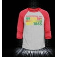 thumbnail image 2 of Shop4Ever Men's Emancipation Day Juneteenth Black Freedom Raglan Baseball Shirt XXX-Large Black/White, 2 of 4