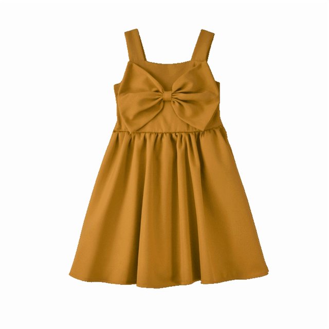 FLORY Vestido con Moño para Niña | Vestido casual para Niña | 0152, Mostaza, G