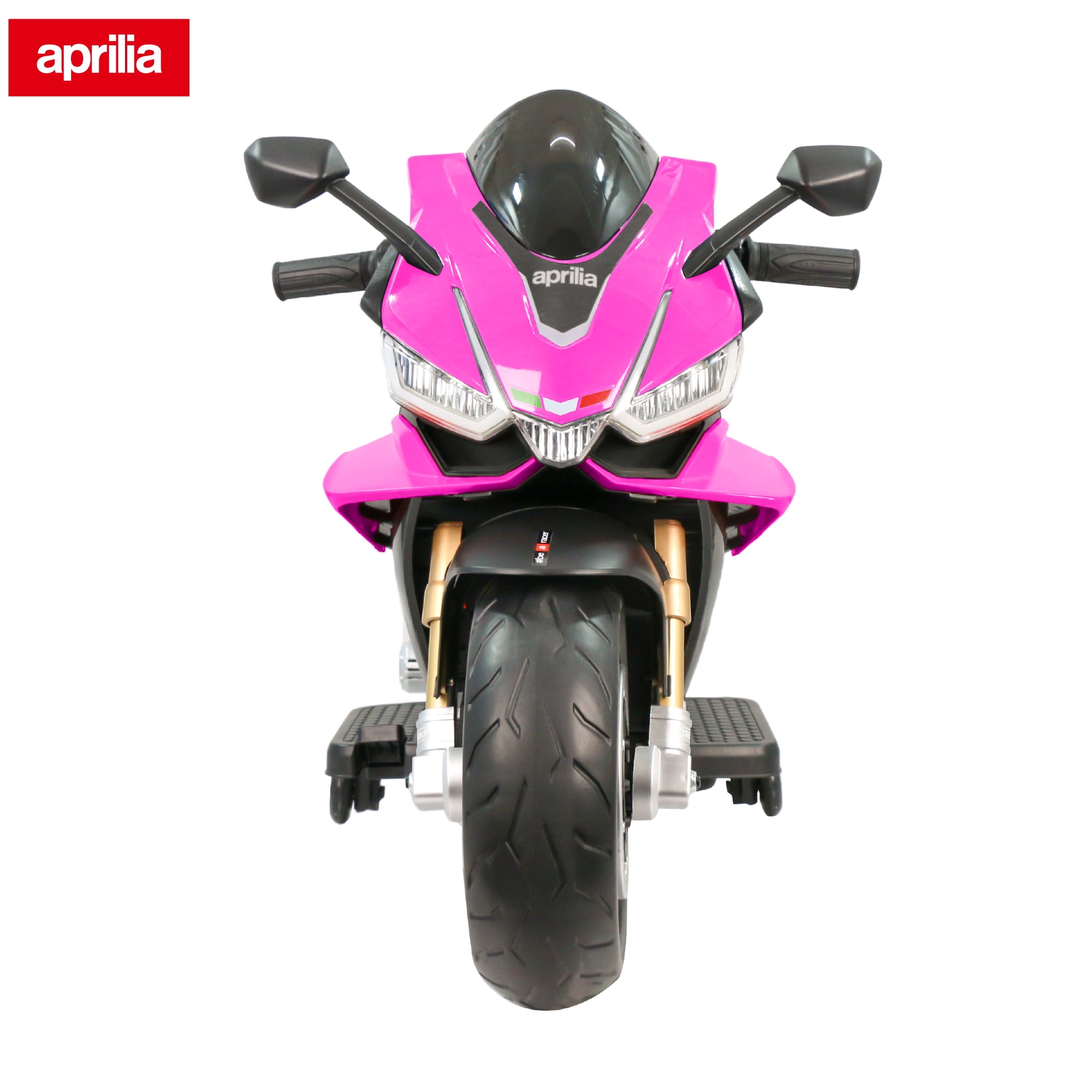 TCARAIWEN 24V Kids Motorcycle Electric Motorbike Aprilia Licensed Ride on Toy w/LED Lights Bluetooth Music Battery Powered 5MPH for Kids 3-11 Years Old,Pink