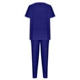 thumbnail image 3 of Scyoekwg Summer 2 Piece Outfits for Women Short Sleeve Round Neck Tops Jogger Pants Sweatsuits Sets Solid Color Trendy Tracksuit Casual Loose Outfits (Blue,M), 3 of 5