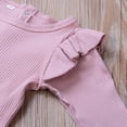thumbnail image 4 of Coduop Infant Baby Girl Plain Rib Knit Ruffle Long Sleeve Romper Bodysuit Tops, 4 of 6
