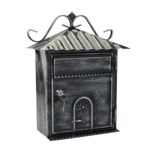 GUOOL Letter Box Mailbox European Hanging Mail Organizer Wall Mount Locking Suggestion Black