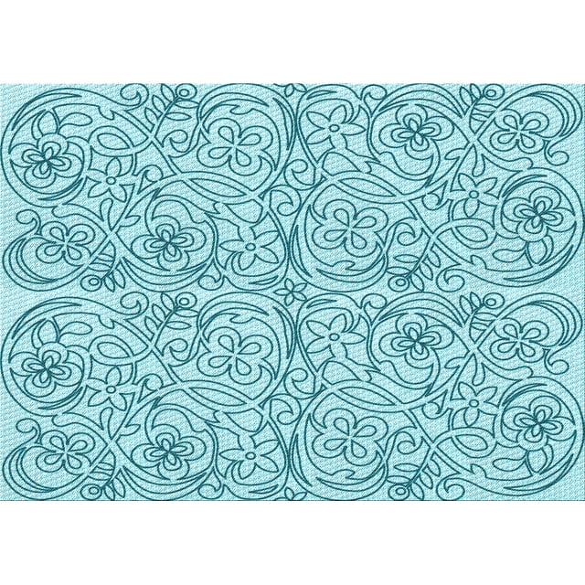 Ahgly Company Machine Washable Indoor Rectangle Transitional Blue Ivy Blue Area Rugs, 6' x 9'