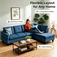 thumbnail image 5 of Aukfa 97" Classic Sectional Sofa 4 Seat L shape Couch for Living Room, 2Pillows, Oversized Right Chaise, Linen, Blue, 5 of 9