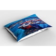 thumbnail image 2 of Ambesonne Maritime Pillow Sham 2 Pack, Harbour by the Sea, 36"x20", Navy Red, 2 of 3