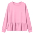 thumbnail image 2 of Lmnyox Women's Sweatshirts Crew Neck Solid Color Peplum Long Sleeve Pullover Fall Fashion Sweatshirts, 2 of 6