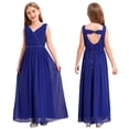 thumbnail image 3 of Oyolan Robe Longue d'Été pour Fille, Dos Nu, Maxi, Mariage, Fête, Concours, Robe de Bal, Bleu Royal, 14, 3 of 7