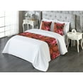 thumbnail image 3 of Peony Bed Runner Set, Grunge Effect Vintage Warm Colors Pattern of Flowers Graphic Art, Decorative Bedding Scarf & 2 Pillow Shams for Hotels Homes, King, Pink Dark Salmon and Cinnamon, by Ambesonne, 3 of 3