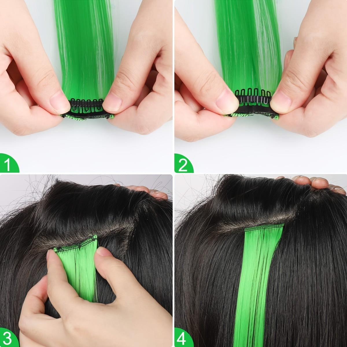 24pcs Clip-In Hair Extensions Set, 22" Mixed Color Straight Synthetic Hairpieces for Women, High Temperature Fiber, Fashionable for Parties, Halloween & Cosplay