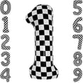 thumbnail image 1 of Yanonmyfd Globo grande de 40 pulgadas a cuadros con números blancos y negros para coche de carreras, suministros de fiesta de 5 cumpleaños número 5 globo a cuadros,A cuadros 1, 1 of 12