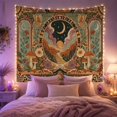 thumbnail image 2 of Mountain Path Beneath a Golden Moonlit Sky, Nostalgic Retro for Nature Lovers, Mushroom Landscape Art, Housewarming Gift, Tapestry Wall Hanging for Bedroom and Studio, 2 of 7